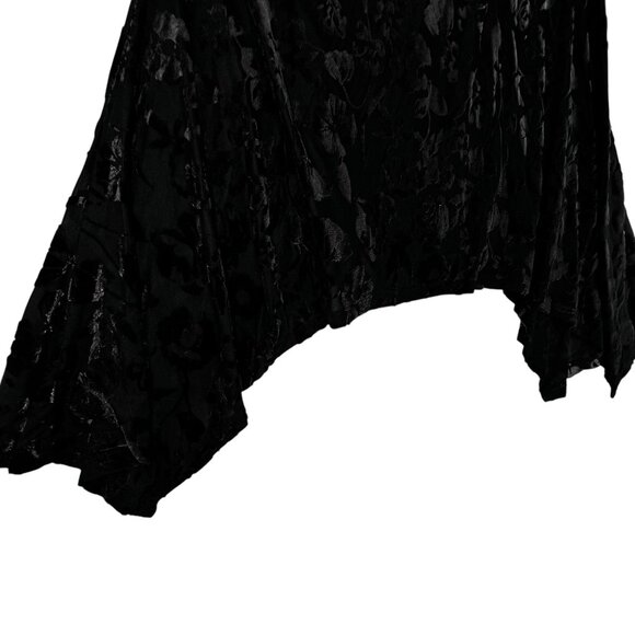 Velvet Floral Burnout Asymmetric Tunic NWT Cut Out Long Sleeve Black Sheer Med - Picture 4 of 10